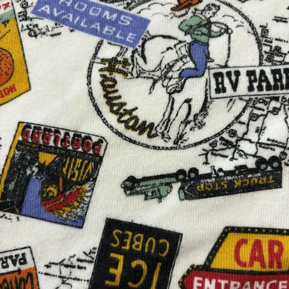 Vintage Leapin' Lizard Kids Pajama Top Size 8 Route 66 Road Trip Graphics USA
